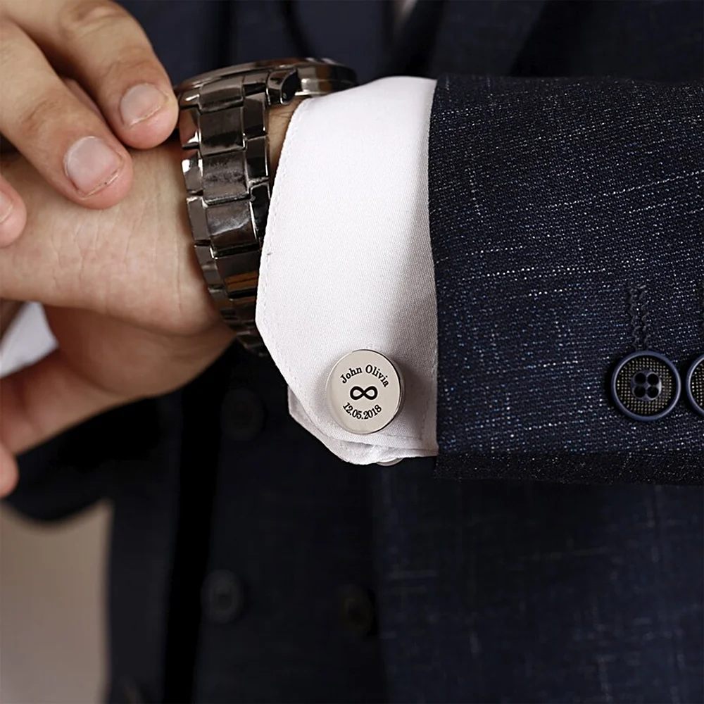 Запонки мужские круглые под заказ ювелирные украшения из нержавеющей стали с