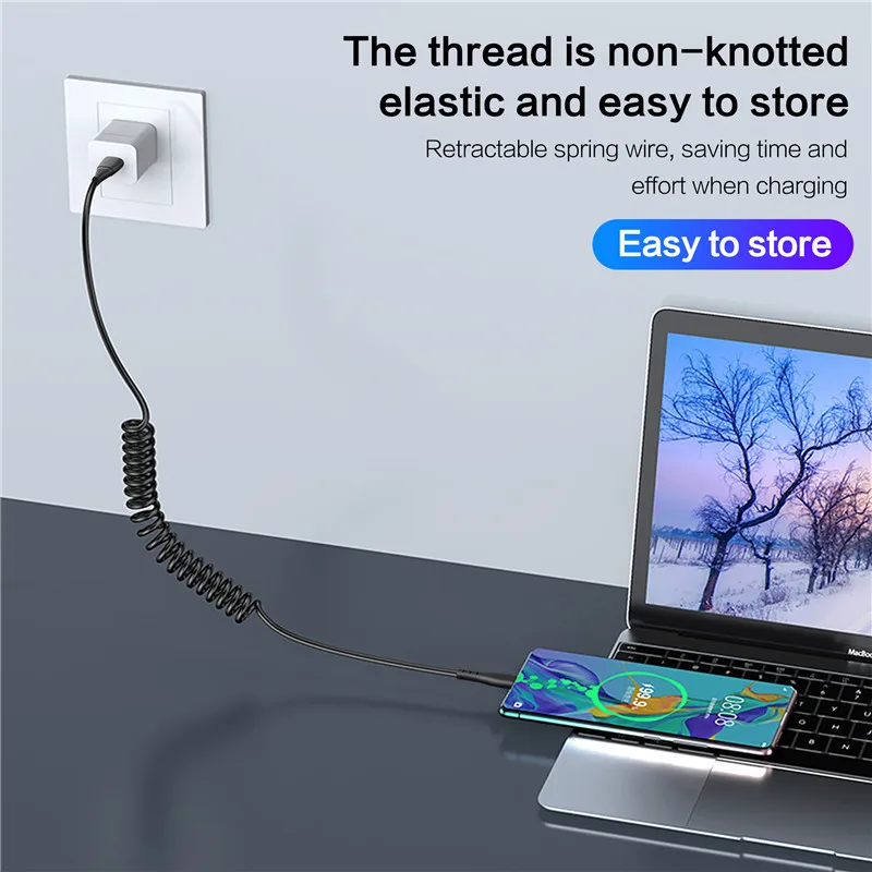 Фото Кабель зарядный с разъемами USB Type-C и Micro-USB, выдвижной, для быстрой зарядки и передачи данных, провод для Samsung, Xiaomi, Huawei, весна №5