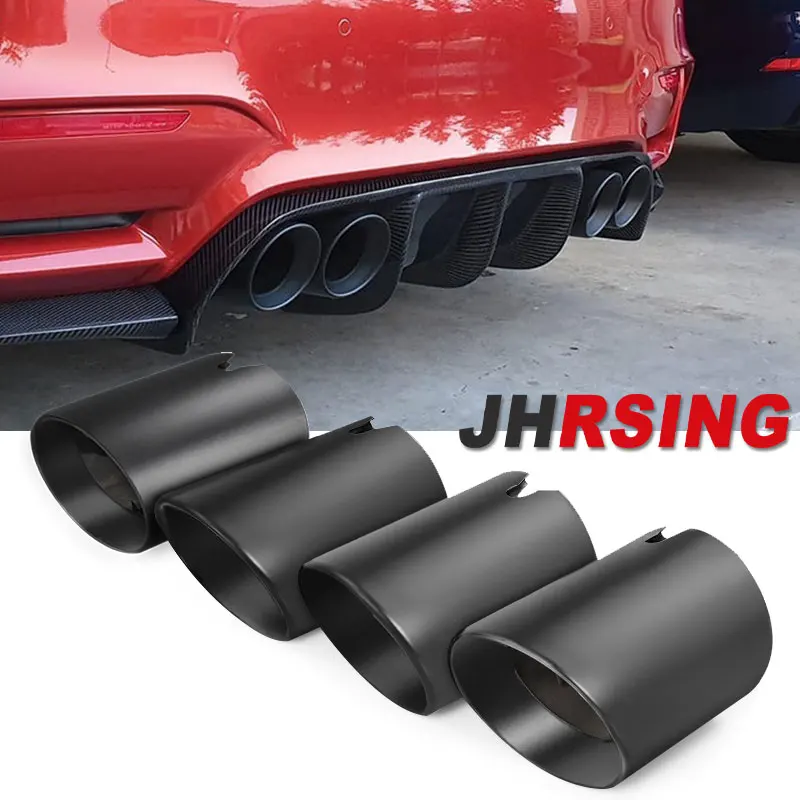 

4 Pieces slanted outlet for BMW F87 M2 F80 M3 F82 F83 M4 F10 M5 F12 F13 M6 Direct Fit Universal Fit Exhaust Tips black