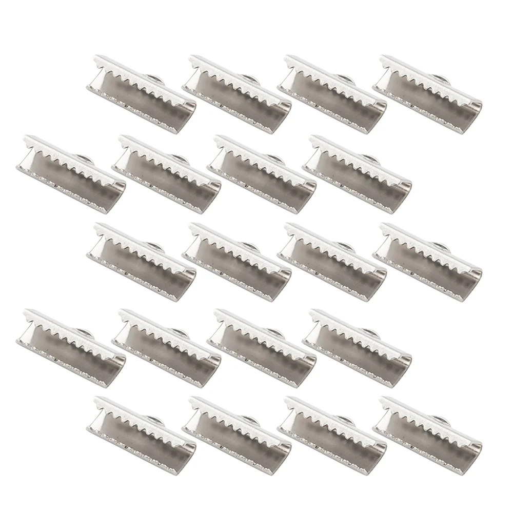 

100 Pcs Wire Ribbon Strap Clip End Clamps Crimp 1.3x0.6cm Jewelry Making Findings Silver Stainless Steel Ends