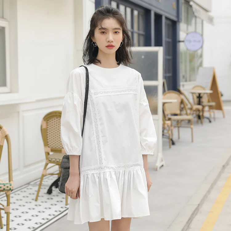 

Girl chic will spring from the summer melting and reduction of age hubble-bubble sleeve skirt loose short-sleeved dress the doll
