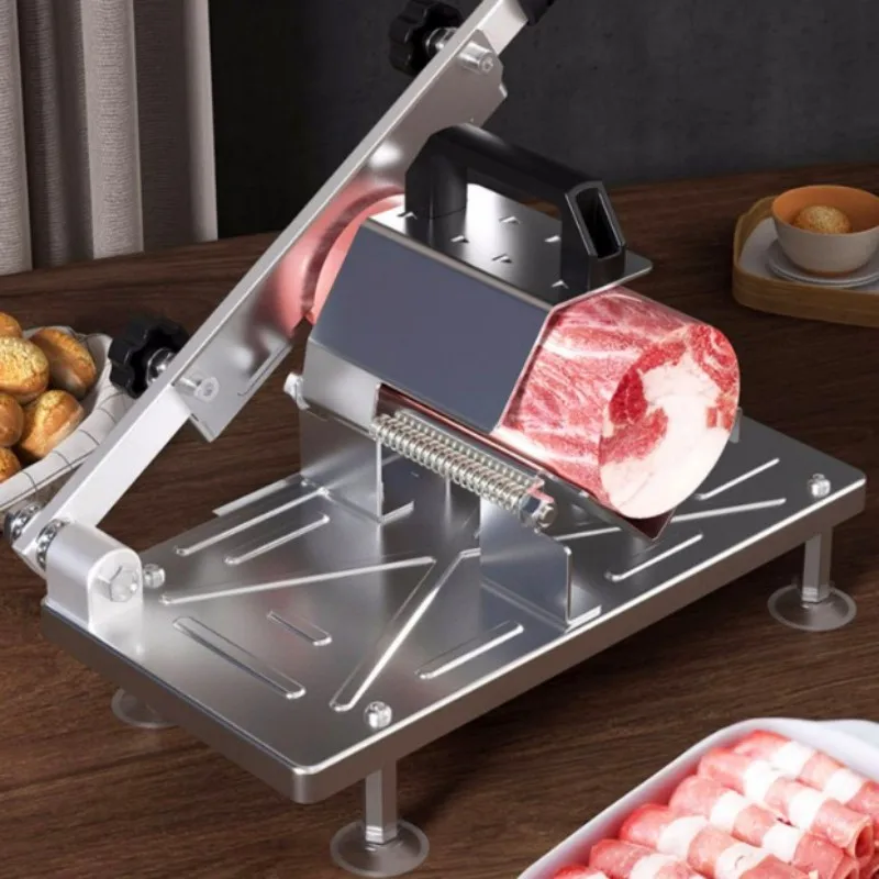 Home Kitchen Frozen Meat Slicer Manual Stainless Steel Lamb Beef Cutter Slicing Machine Automatic Meat Delivery Nonslip Handle