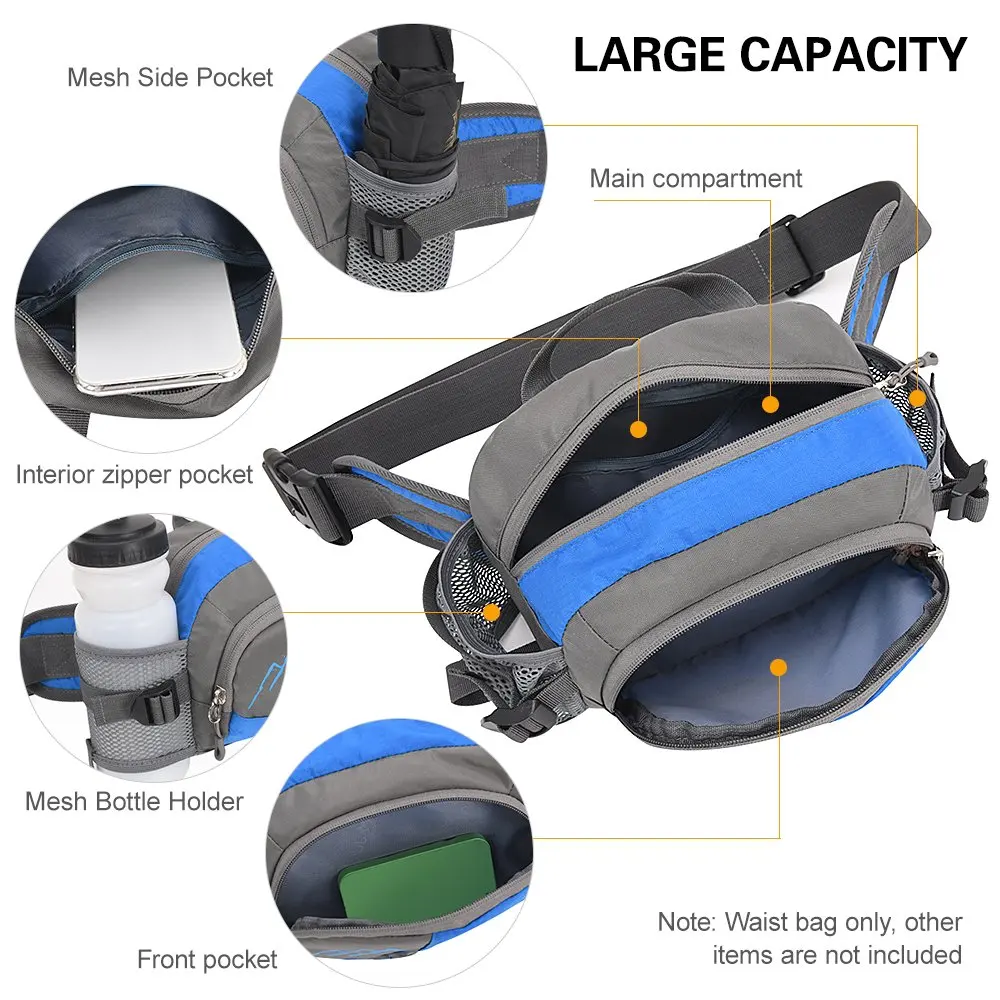Outdoor Sports Waist Pack with Water Bottle Holder  Cycling Running Walking Hiking Marathon Fanny Pack Hydration Belt  Men and W
