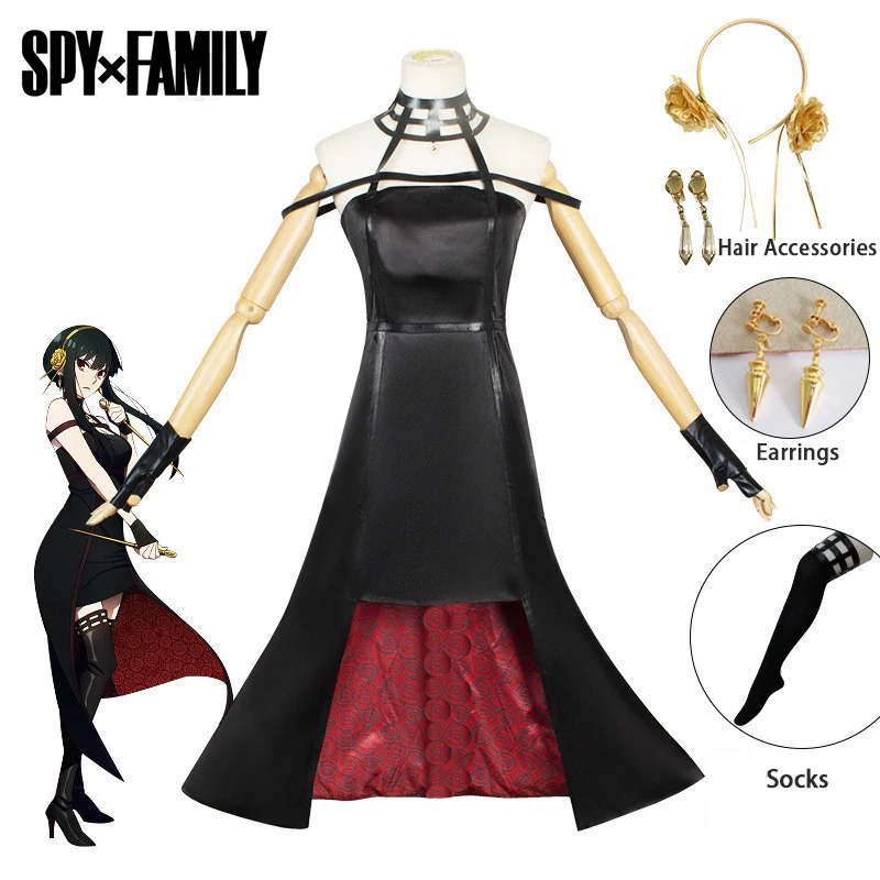 

Костюм для косплея SPY×FAMILY Cos Yor, Женский костюм персонажа из аниме для представлений, аксессуары для одежды, костюмы на Хэллоуин