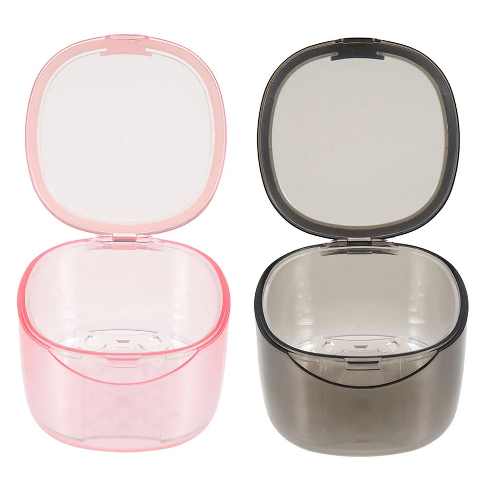 

Denture Case Box Storage False Teeth Holder Bath Container Travel Retainer Containers Cleaning Carebrush Cleanging Brushes