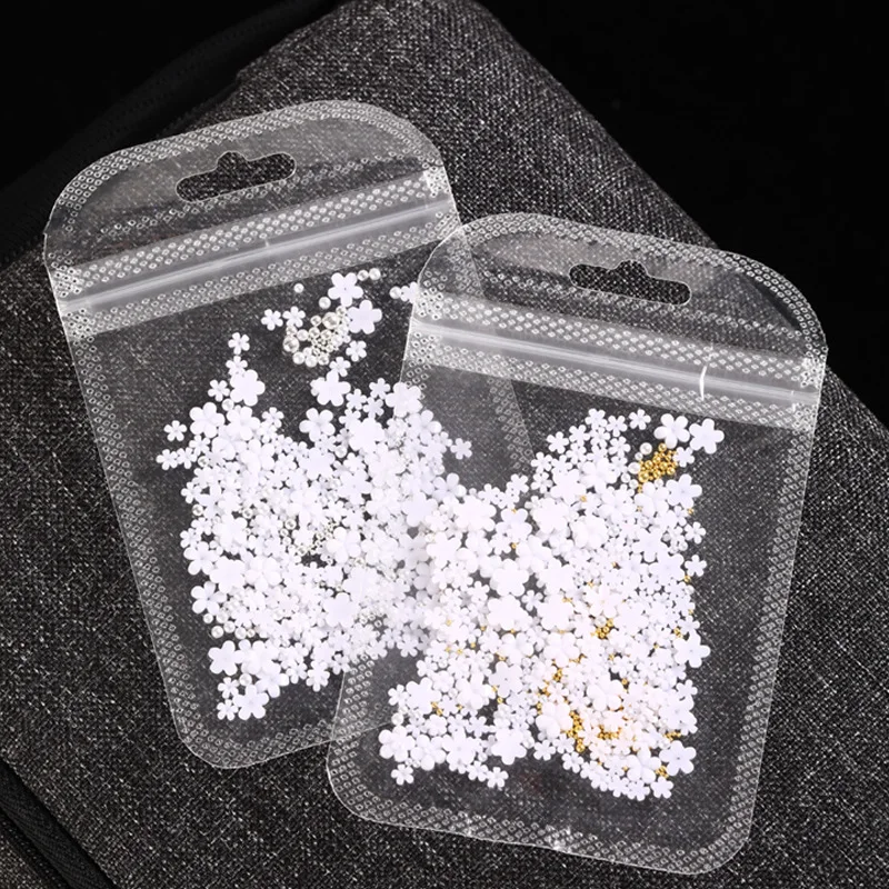 

5g White Acrylic Flower Nail Art Decoration Mixed Size Rhinestones Gold Silver Gem Manicure Tool Accessories DIY Nails Design