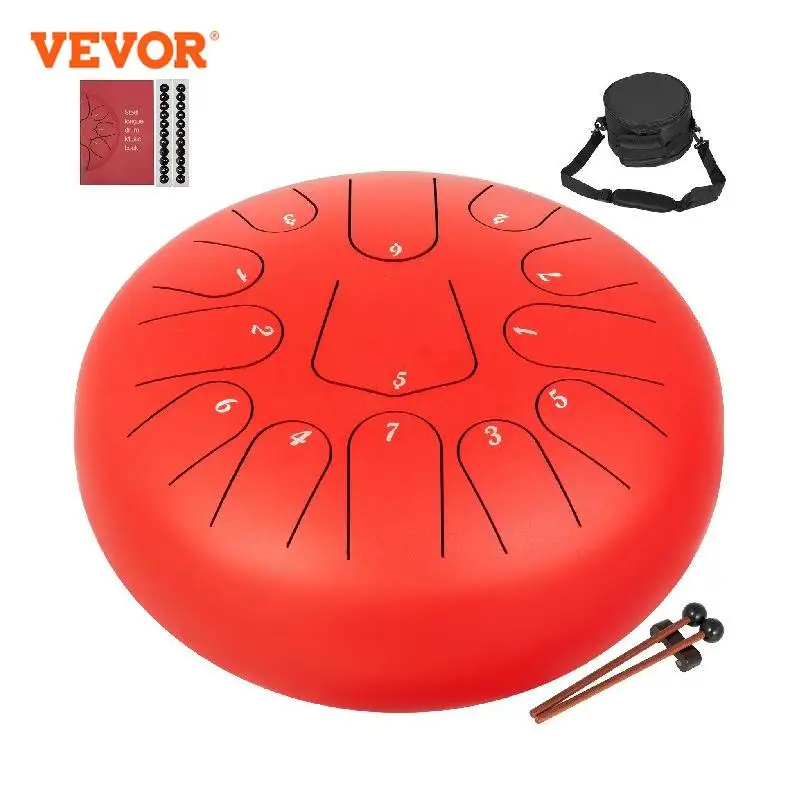 

VEVOR 12 Inch Steel Tongue Drum In C Minor 13 Tone Hand Pan Drum Tank With Travel Bag Percussion Instruments Hand Pan Drum Yoga