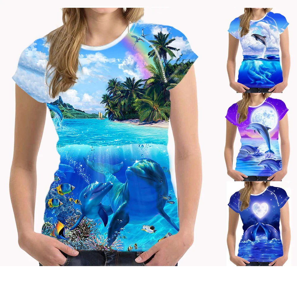 

Женская футболка с коротким рукавом, круглым вырезом и 3D-принтом