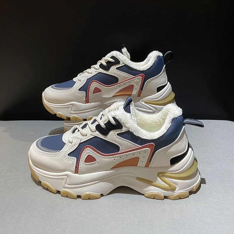 

Женские кроссовки, зимняя высококачественная кожаная Вулканизированная обувь с низким вырезом, Корейская Повседневная нескользящая обувь...