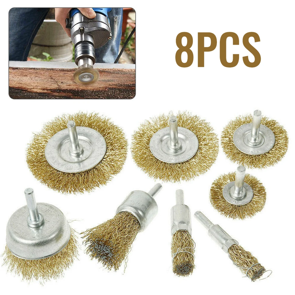 

New Useful Durable Wire Brush Wire Cup/Wheel Brush 25mm 38mm 50mm 65mm 75mm 8 pc 8 pcs Copper coated steel wire