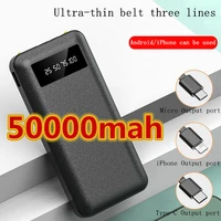 power bank 50000mah comes with three wire mobile power supply for apple huawei vivo mobile phone universal mobile phone bracket