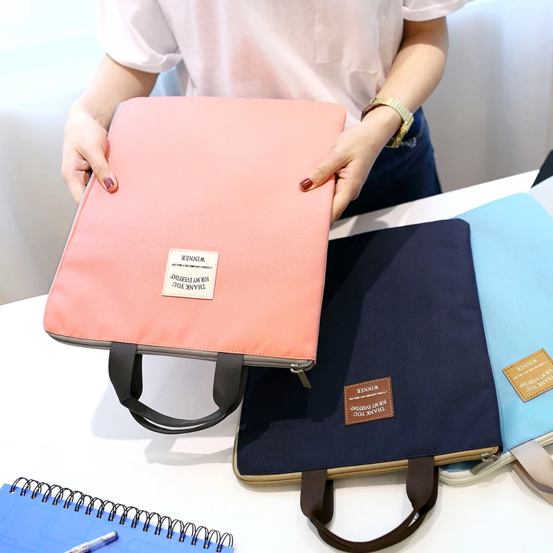 A4 Document Organizer Briefcase Waterproof Nylon Men's Women's Bag Office Functional Document Holder Business Briefcase