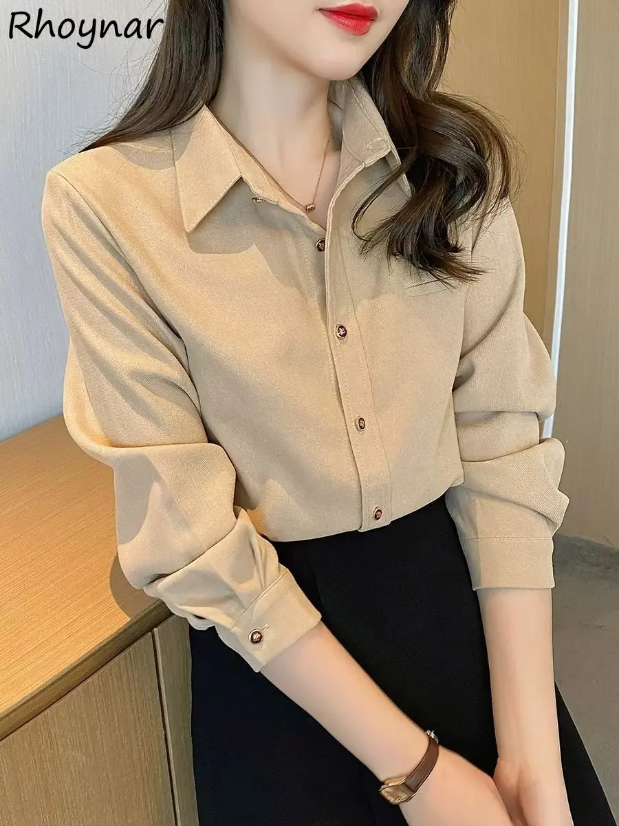 

Shirts Women Corduroy Spring New Arrival Design All-match Office Lady Camisas Mujer Vintage Trendy Clothing Mature Ins Aesthetic