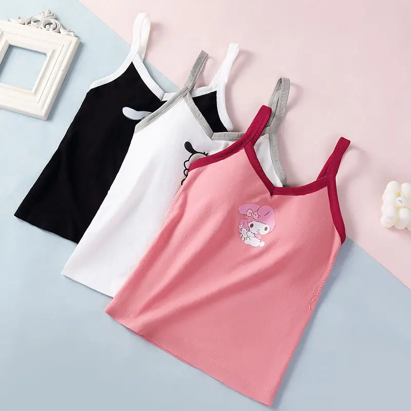 

2023 Kawaii Sanrioed Cinnamoroll Women Vest Underwear Anime Summer Soft Tank Top Built In Bra Cute Cotton Girls Padded Camisoles