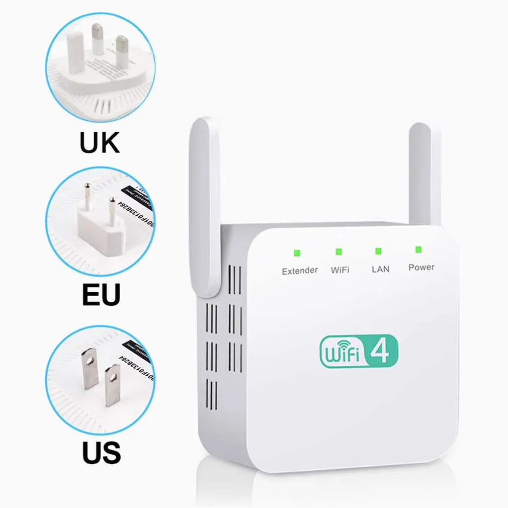 

WiFi Range Extender 300Mbps Wireless Signal Repeater Booster Dual Band 4 Antennas Extend WiFi Signal Smart Home Devices
