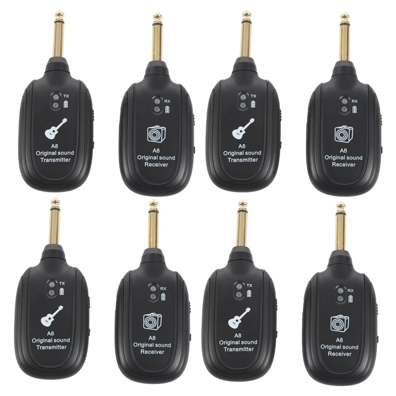 

4X UHF Guitar Wireless System Transmitter Receiver Built-In Rechargeable