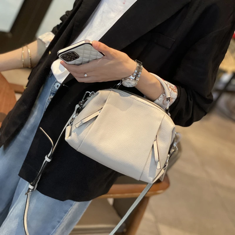 

Realer Leather Women's Bag New 2022 Summer Messenger Bag Large Capacity Soft Leather Handbag Blue Shoulder Bag Wallet