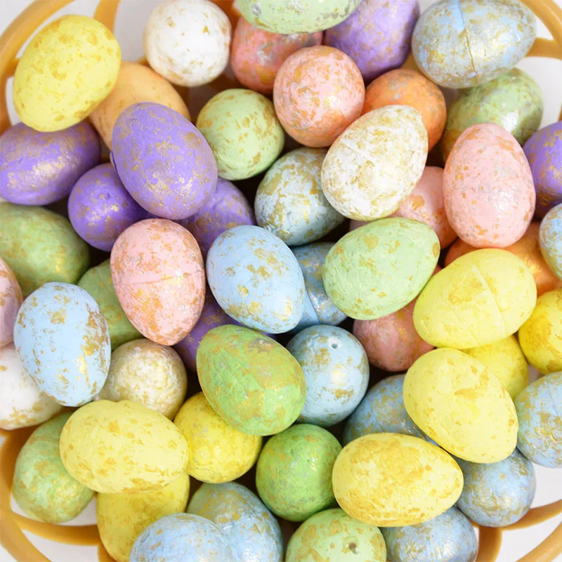 

50pcs Colorful Foam Easter Eggs Happy Easter Decorations Painted Bird Pigeon Eggs DIY Craft Home Party Decor Kids Favor Gift Toy