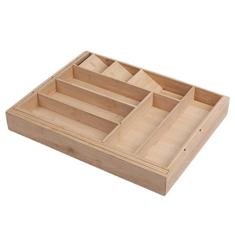 Drawer Organizer Kitchen Storage Box Tray Holder Wooden Tableware Storage Box Expandable Kitchen Storage Rack