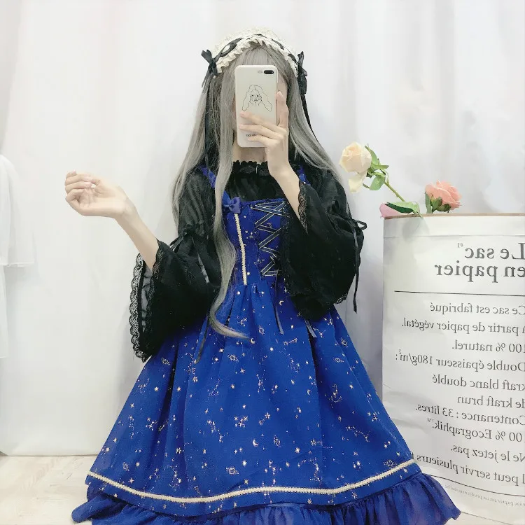 Купи Japanese Cute Lolita Girl Dress Lace Ruffled Collar Kawaii Costume Retro Gothic Short Maid Outfit Stage Party Cosplay Dresses за 820 рублей в магазине AliExpress