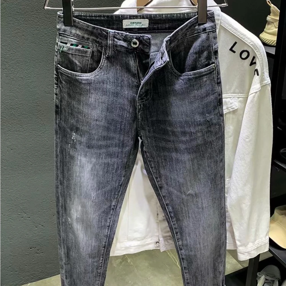 

Denim Jeans Men's Fashion Brand Slim Fit Feet 2022 New Cropped Versatile Spring Autumn Men's Korean Casual Men Pants