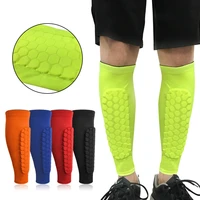 1pcs football shin guards protector soccer honeycomb anti crash leg calf compression sleeves cycling running shinguards 4colors