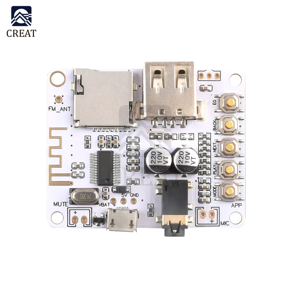 Беспроводная стерео музыкальная плата Bluetooth аудиоресивера 5 в а с USB слотом для