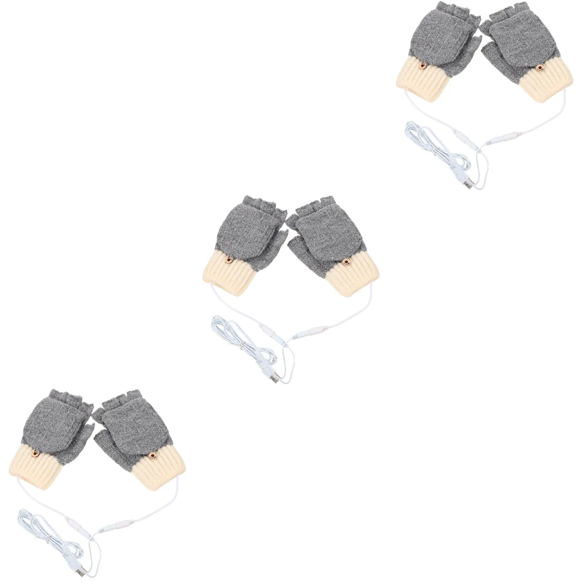 

3 Pairs of Sports Thermal USB Portable Thermal Mitts Winter Warm Heating Mitts