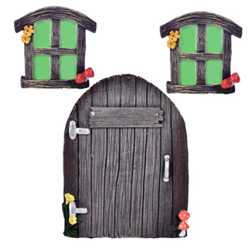 

Miniature Fairy Gnome Home Door for Windows for Trees Yard Art Garden Sculpture Decoration Ornaments