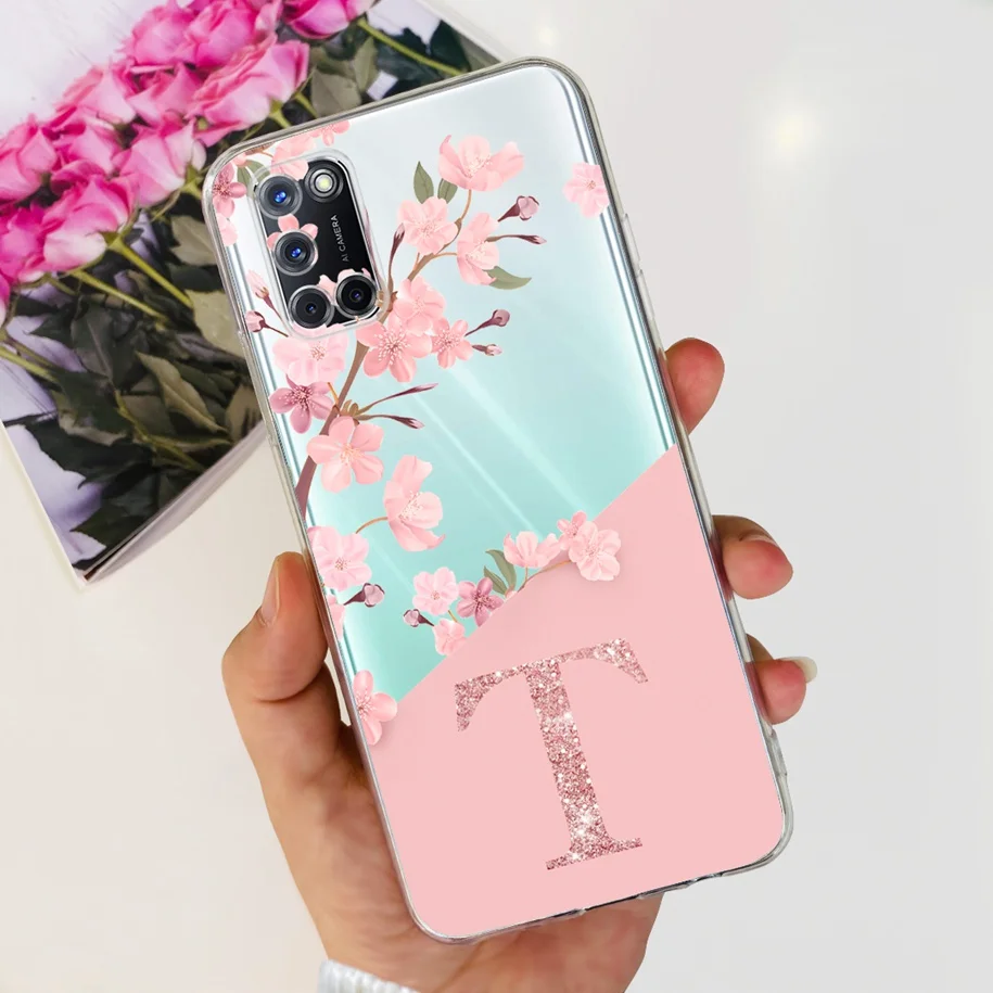 Для OPPO A72 чехол CPH2067 Модный мягкий прозрачный силиконовый с цветочными буквами