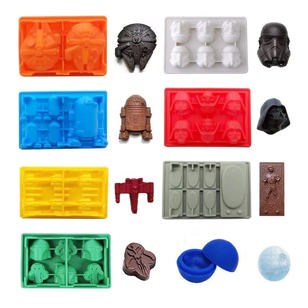 Molde de silicona de dibujos animados 3D para hornear Chocolates, caramelos de goma, jabones de cubo de hielo, yeso en forma de yeso para fanáticos de Star wars