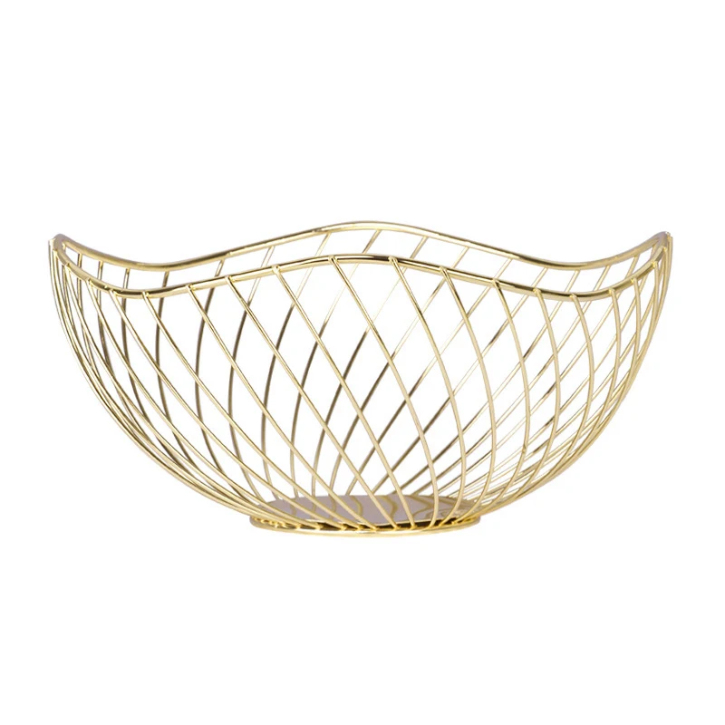 

Creative Metal Desktop Fruit Basket Kitchen Iron Snacks Candy Storage Basket Drainer Fruit Plate Home Table Sundries Organizer