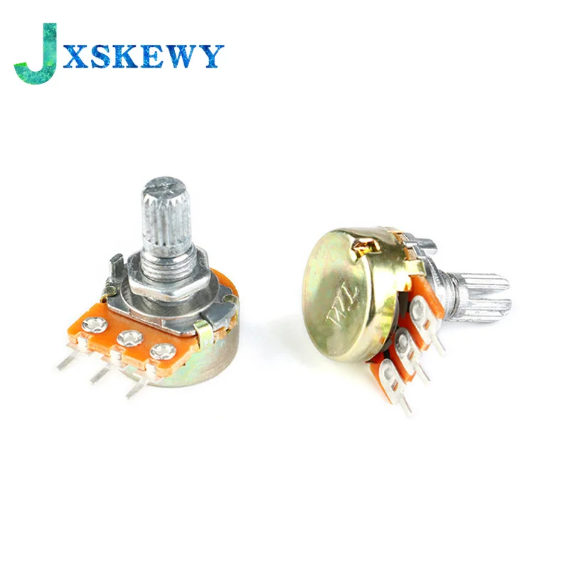 5pcs WH148 B1K B2K B5K B10K B20K B50K B100K B500K 3Pin 15mm Shaft Amplifier Dual Stereo Potentiometer 1K 2K 5K 10K 50K 100K 500K |