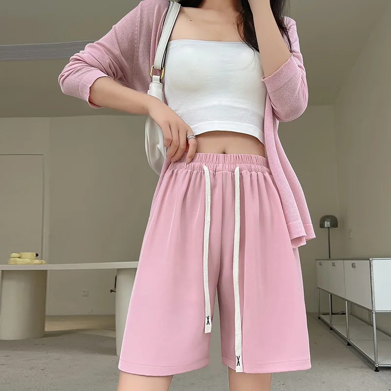Online Text Suit Shorts Girls Outer Wear Summer Thin Casual Women's Wide Leg Pants Dosing Straight Pants Women