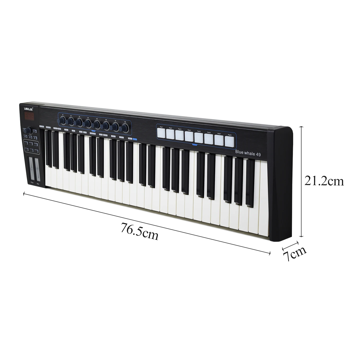 Портативный USB MIDI-контроллер WORLDE Blue КИТ 49 с клавиатурой полуутяжеленными