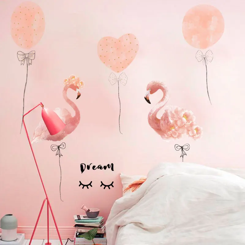 Мультяшные воздушные шары парные розовые фламинго настенные наклейки сделай сам