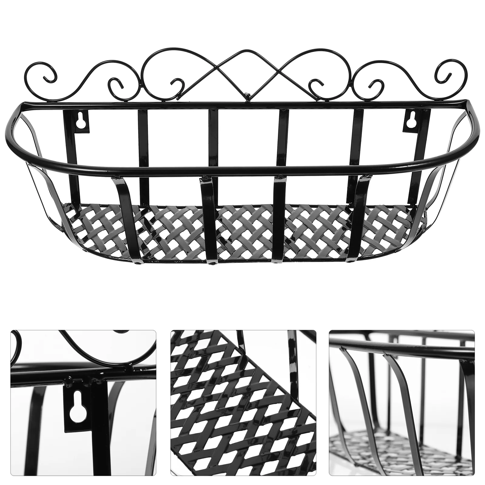 

Planters Wall Shelf Railing Hanging Iron Window Balcony Mounted Wrought Shelves Planter Deck Stand Basket Outdoor Holder Bracket