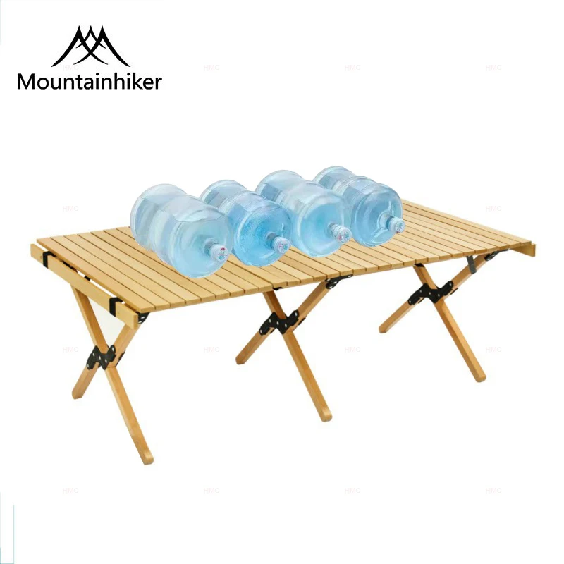Foldable Camping Solid Wood Roll Table Folding Portable Outdoor Egg Table Outdoor Dining Table For Picnic BBQ Self-driving Tour