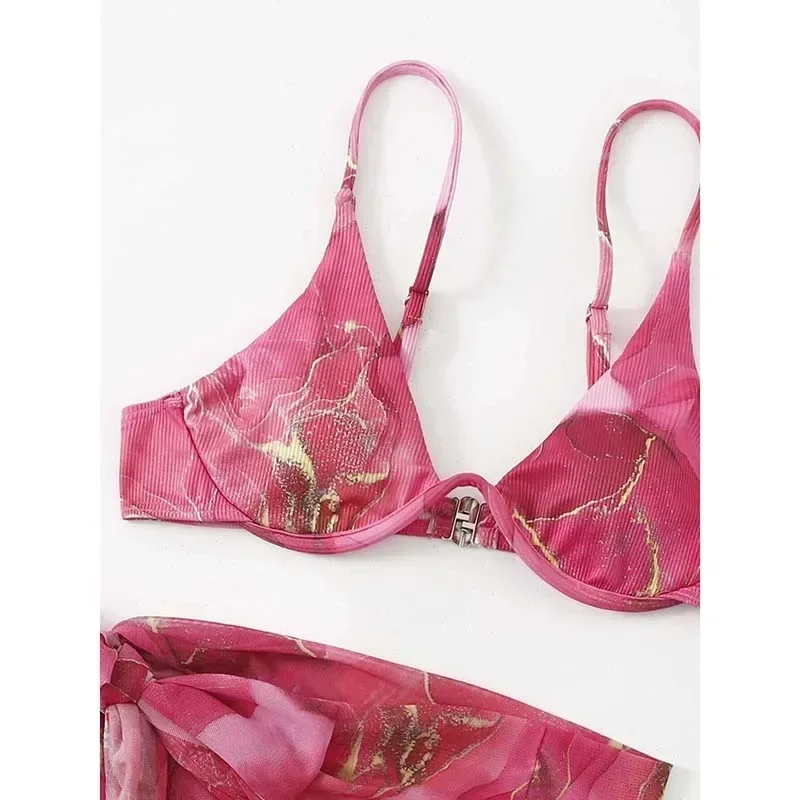 Модный комплект из трех предметов женский купальник-стринги сексуальный