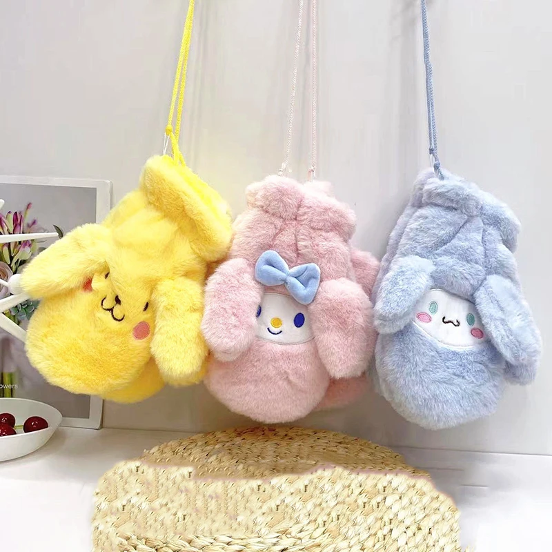 

Kawaii Neck Gloves Sanrio My Melody Kuromi Cinnamoroll Cute Anime Winter Plush Thick Winter Warm Hands Gloves Girls Gift