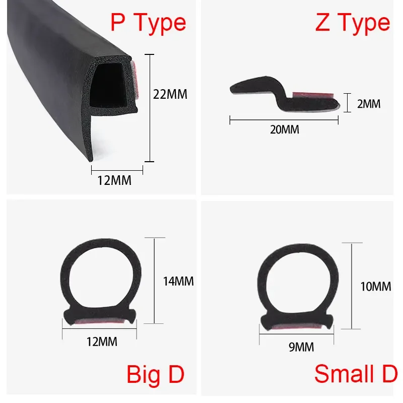 

D Z P Type Car Door Sealing Strip Auto Stickers Noise Insulation Anti-Dust Soundproofing Sealing Strips Interior Accessories