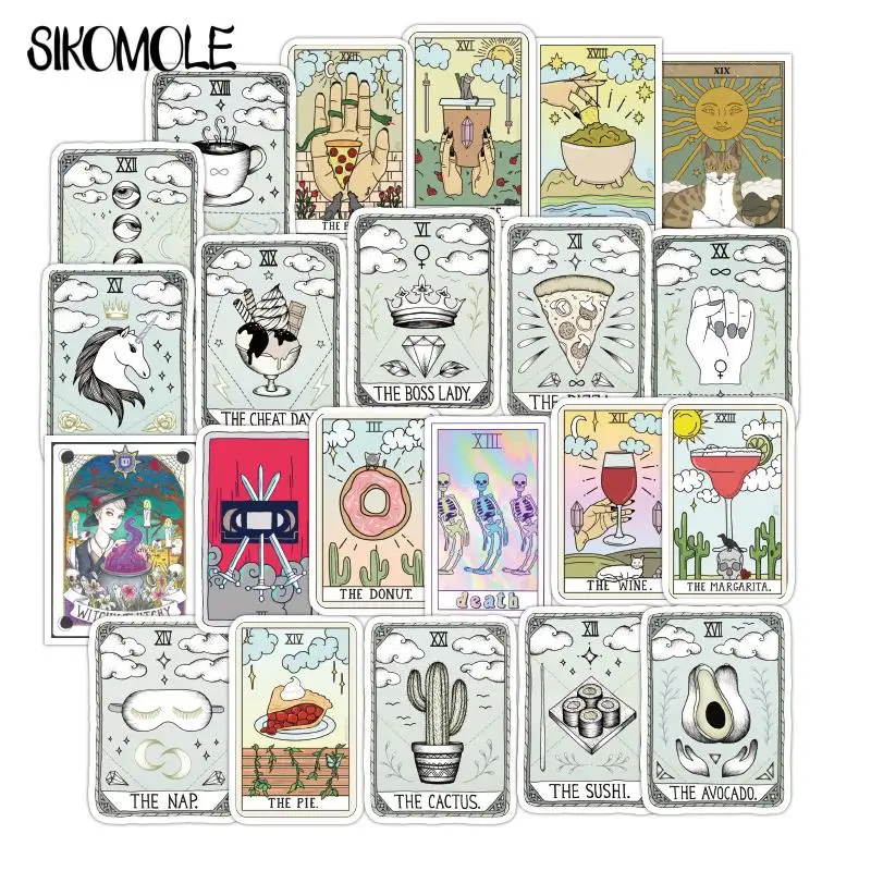 

10/30/50PCS Cute Tarot Divination Stickers Trolley Rectangle DIY Toys Guitar Skateboard Doodle Graffiti Decals Cool Sticker F5