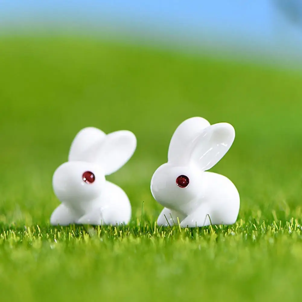 

2Pcs Lovely Cute Gardening Art Bunny Models Ornament Garden Decoration Holiday Gift Bunny Statue Models Animal Figures
