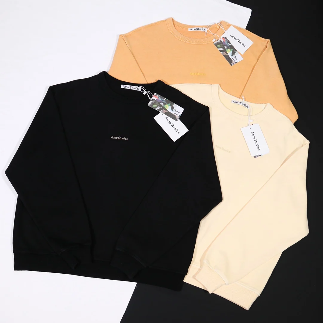 

22Fw Minimal Sweatshirt AC STUDIOS Logo Crew Neck Sweatshirt acne Silicone Embossed Cotton Fabric Top Quality Custom Sweatshirt