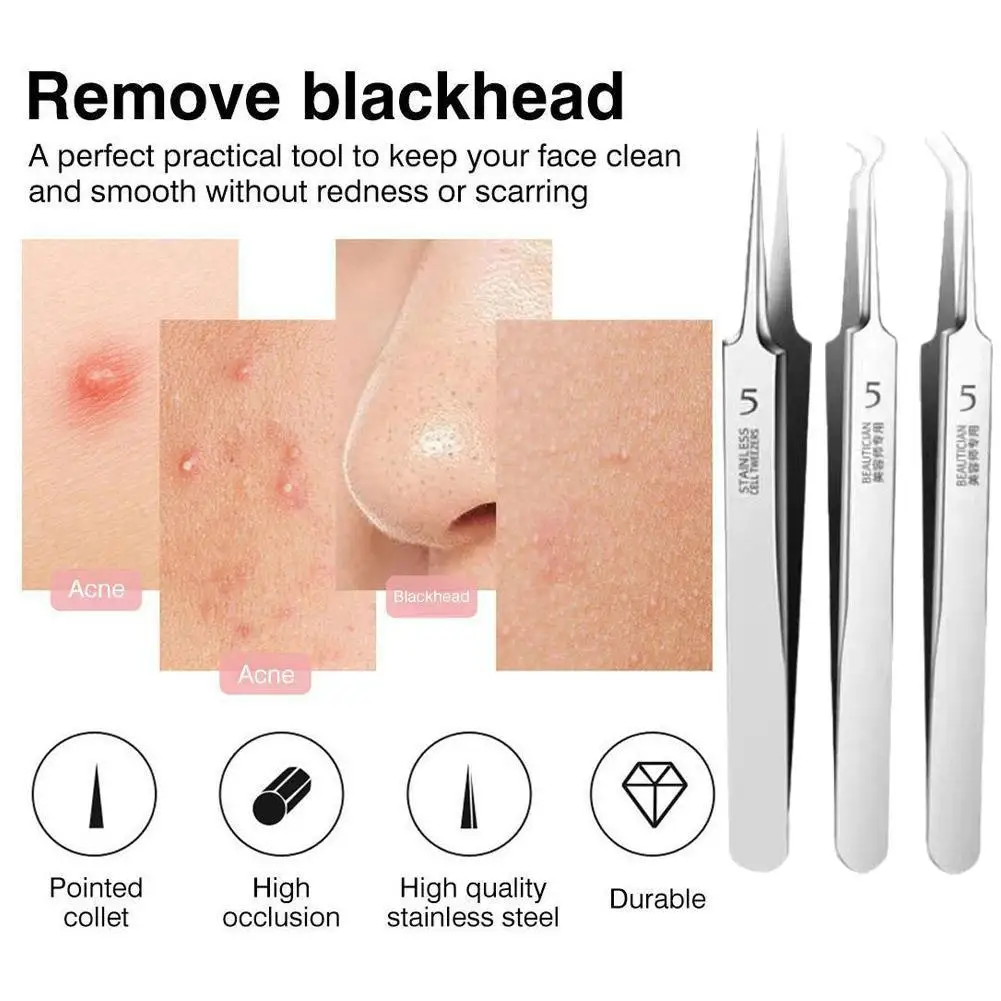 

Ultra-fine No. 5 Acne Blackhead Removal Tweezers Beauty Clip Needles Salon Deep Cleaner Professional Skin Pimples Care Face Q0Z1