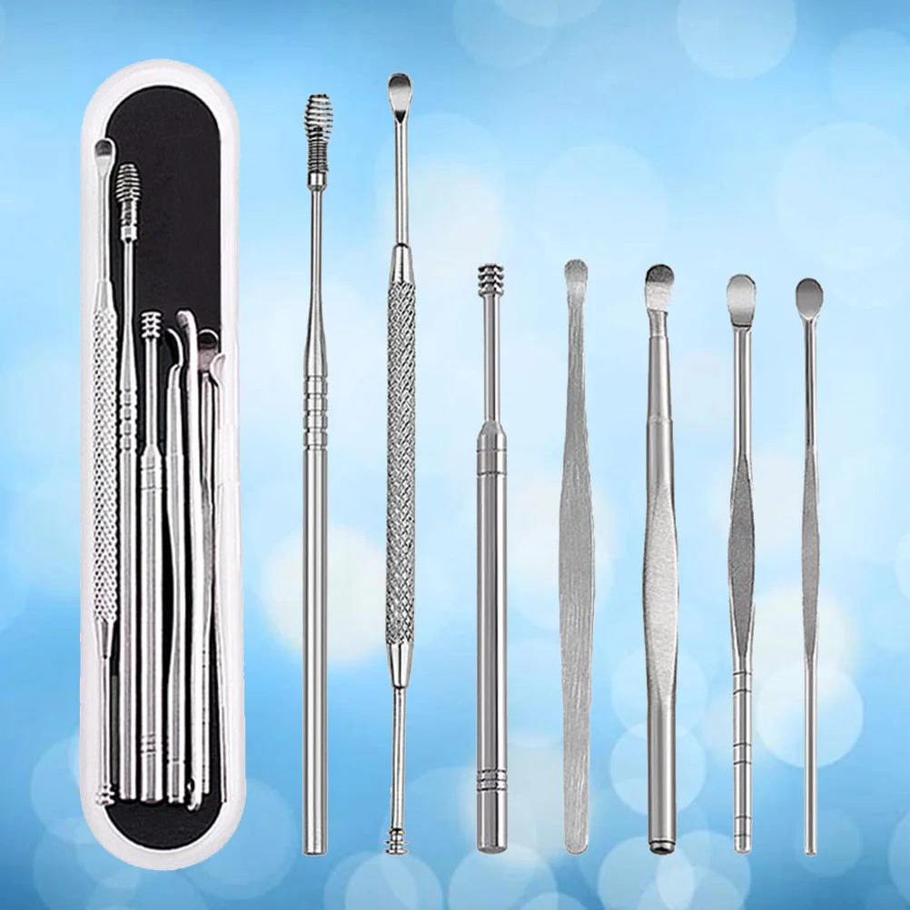 7 шт./компл. инструмент для удаления ушной серы кюретка ложка из нержавеющей стали