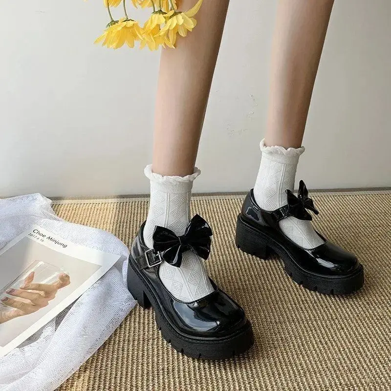 

туфли лолита Туфли Lolita женские на платформе и высоком каблуке, японская Модная студенческая обувь для косплея из лакированной кожи с круглы...