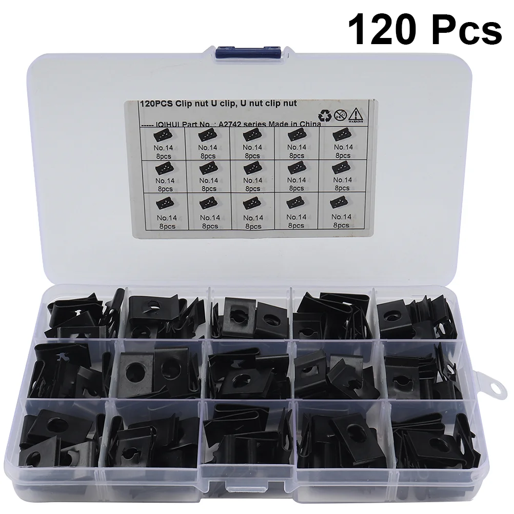 

120 Pcs Black Lug Nuts Car Metal Spring Clips U Type Nuts Fastener U Nuts U Nuts Home Depot