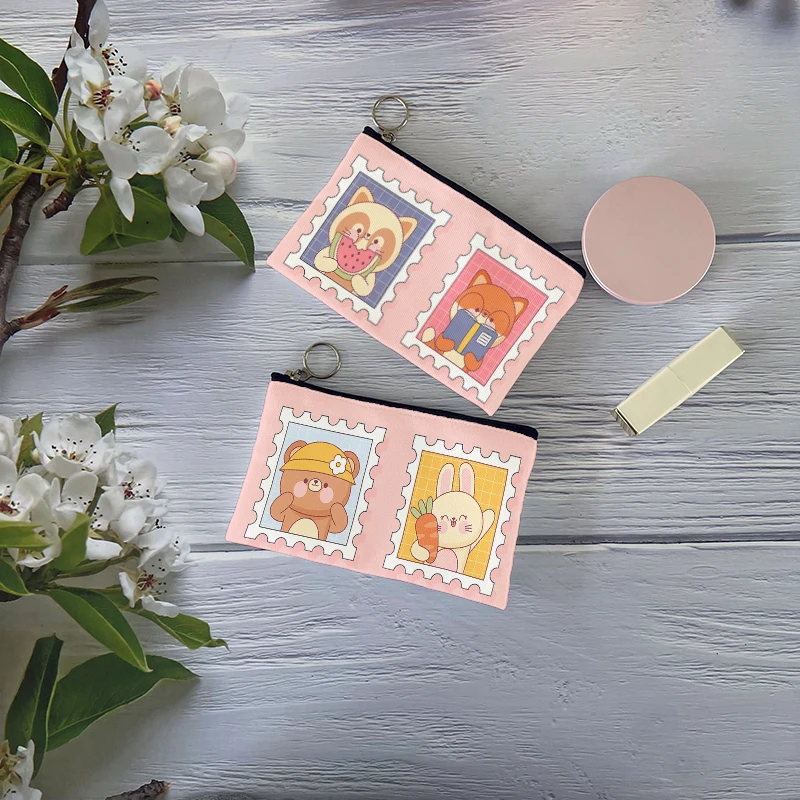 Модная женская сумка для монет милая мультяшная девушка Портативная на молнии