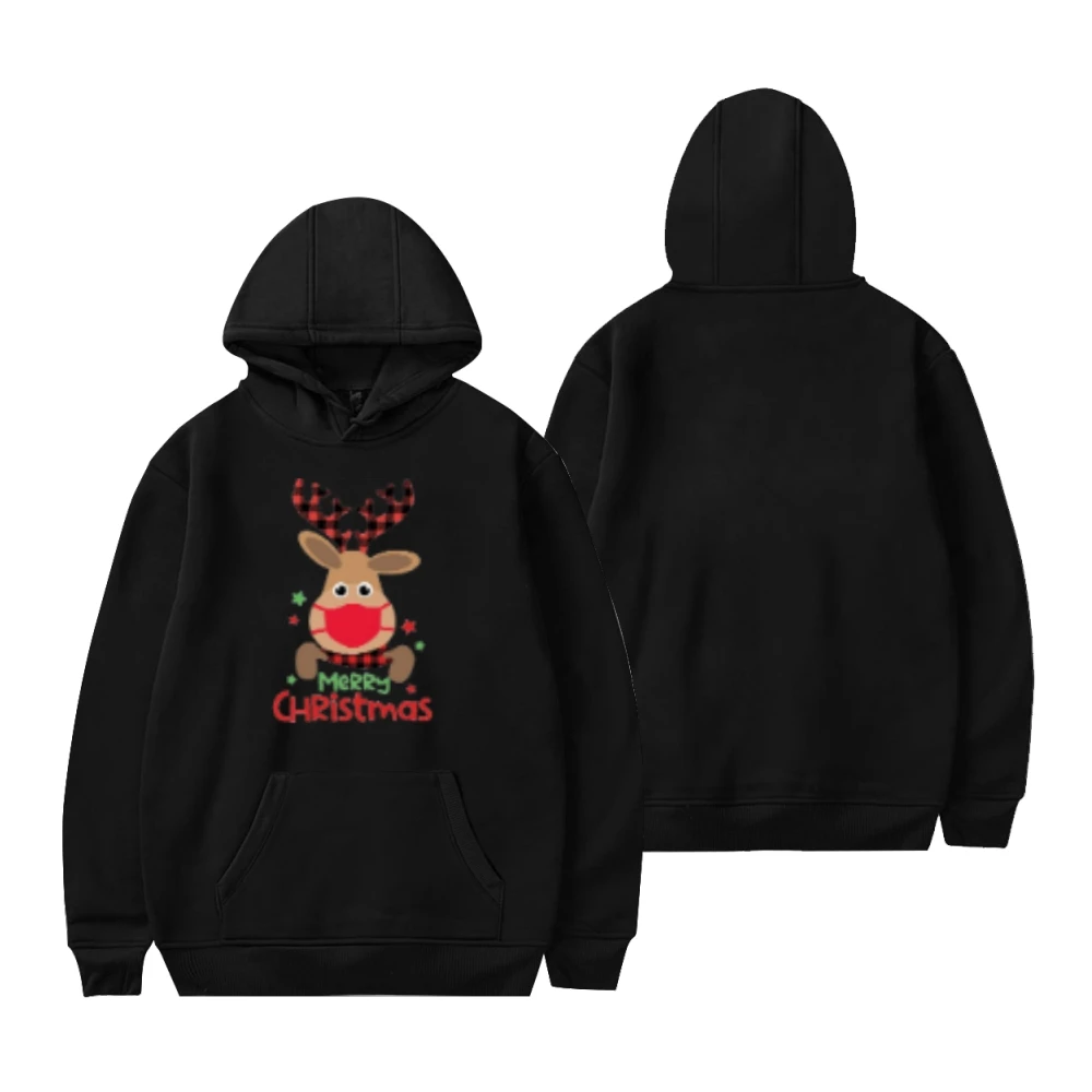 

Bulls Christmas print long sleeved Hoodie Y2K Street Jersey Top Black Harajuku sports hoodie